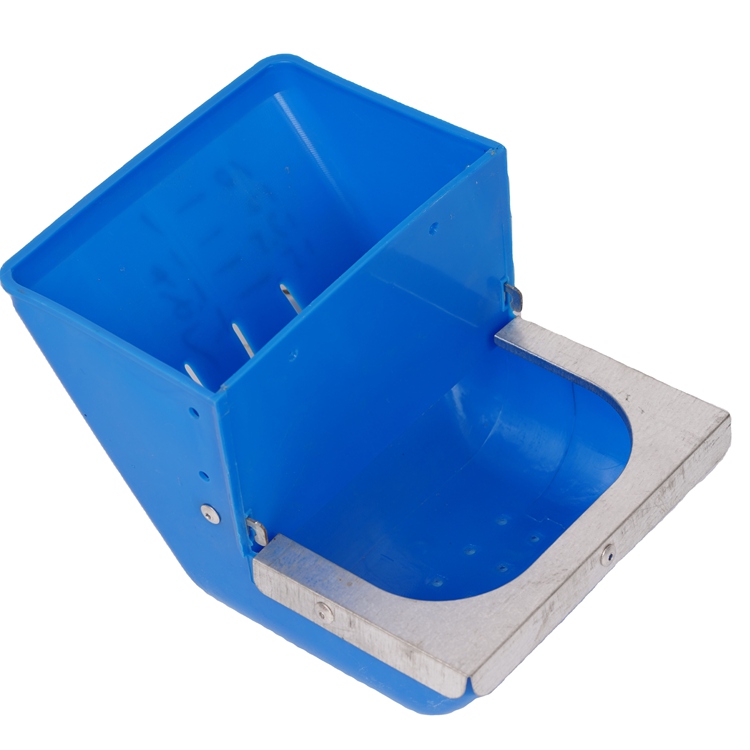 Blue Plastic Rabbit Feeder with Stainless Steel Edge